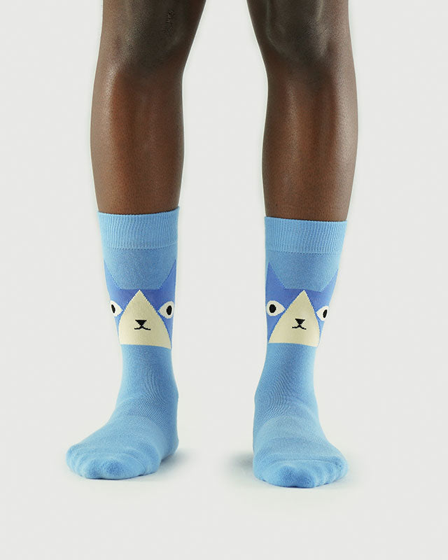 SEMIBOLD CAT ATHLEISURE CREW SOCKS FRONT SR23010403CT BLUE ONE SIZE