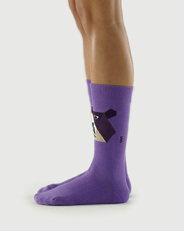 SEMIBOLD LAVENDER BEAR ATHLEISURE CREW SOCKS SIDE SR23010303LB PURPLE ONE SIZE