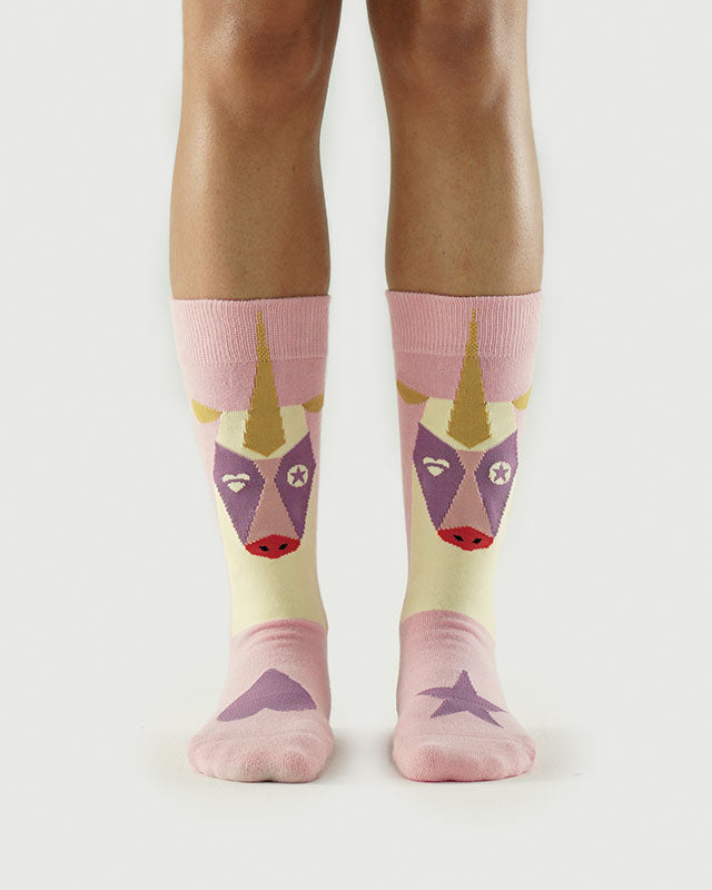 SEMIBOLD MAGIC UNICORN ATHLEISURE CREW SOCKS FRONT SR23010603MU PINK ONE SIZE
