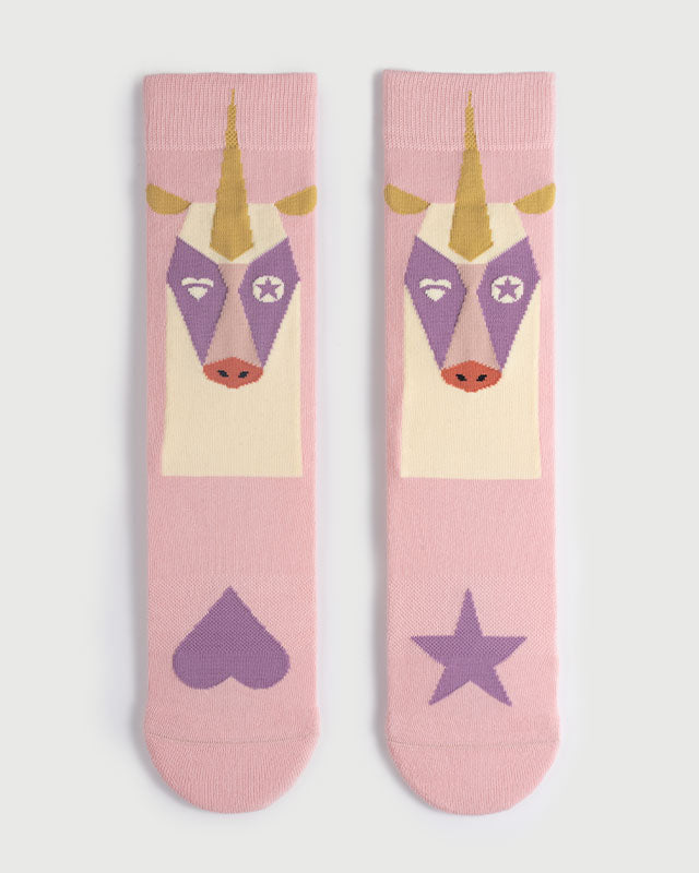SEMIBOLD MAGIC UNICORN ATHLEISURE CREW SOCKS TILED SR23010603MU PINK ONE SIZE