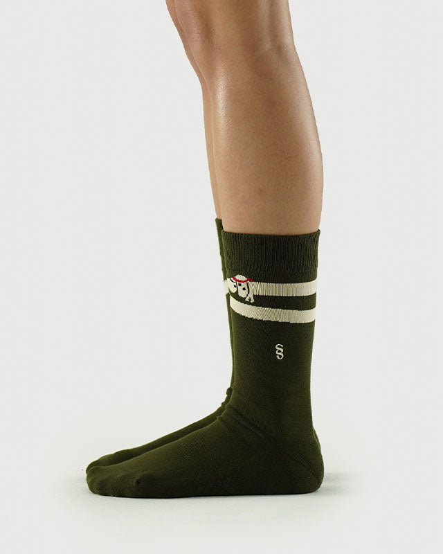 SEMIBOLD PUPPY HUG ATHLEISURE CREW SOCKS SIDE SN23010703PH GREEN ONE SIZE