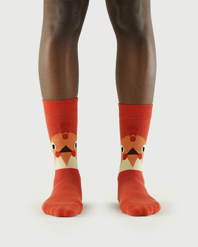 SEMIBOLD ROSE ROOSTER ATHLEISURE CREW SOCKS FRONT SR23010903RR ORANGE ONE SIZE