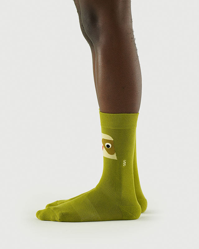 SEMIBOLD WONDER PARROT ATHLEISURE CREW SOCKS SIDE SR23010803WP GREEN ONESIZE