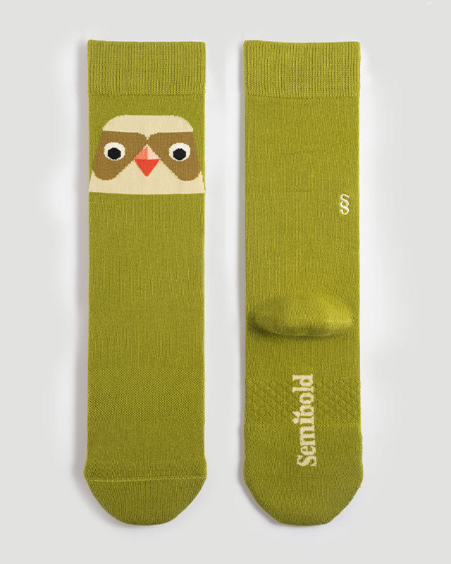 SEMIBOLD WONDER PARROT ATHLEISURE CREW SOCKS TILED SR23010803WP GREEN ONE SIZE