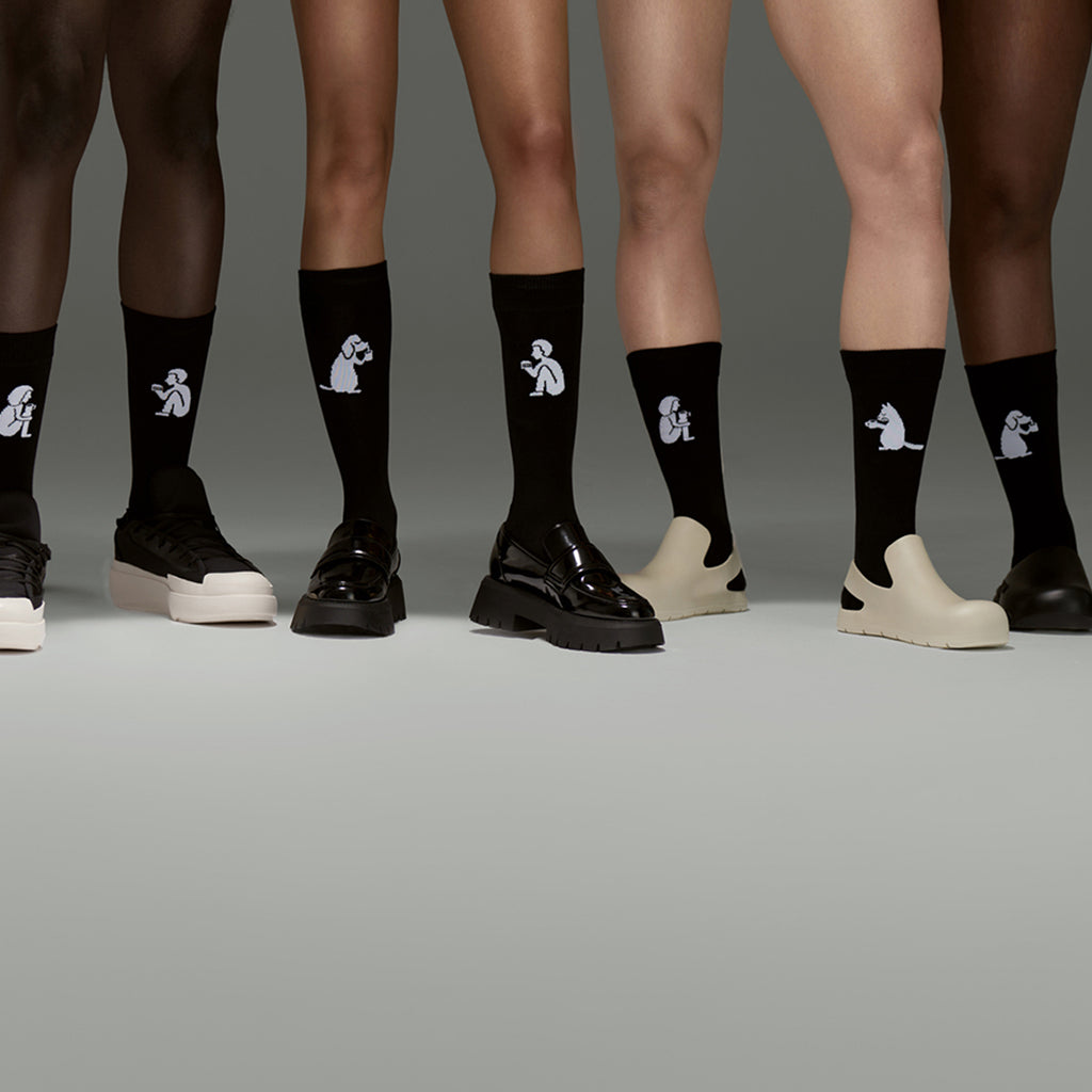 SEMIBOLD PIMA COTTON PARTNER ATHLEISURE CREW SOCKS SP23010203AK SP23010203RK BLACK ONE SIZE FRONT
