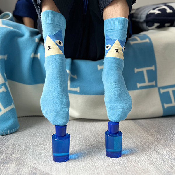 SEMIBOLD CAT ATHLEISURE CREW SOCKS SR23010403CT BLUE ONESIZE FRONT