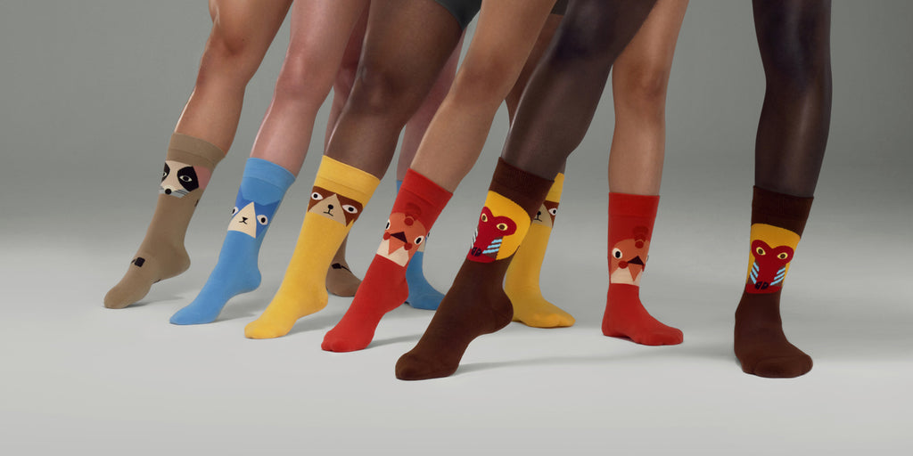 SEMIBOLD ROAR SOCKS ATHLEISURE GEOMETRIC ANIMAL CREW SOCKS ONE SIZE FRONT