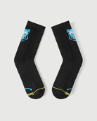 Flat lay view of the lateral side of Regal Tiger black Merino wool performance socks.