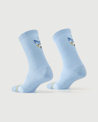 Detail shot of Silent Wolf blue socks focusing on the inner arch spine and medical-grade support.
