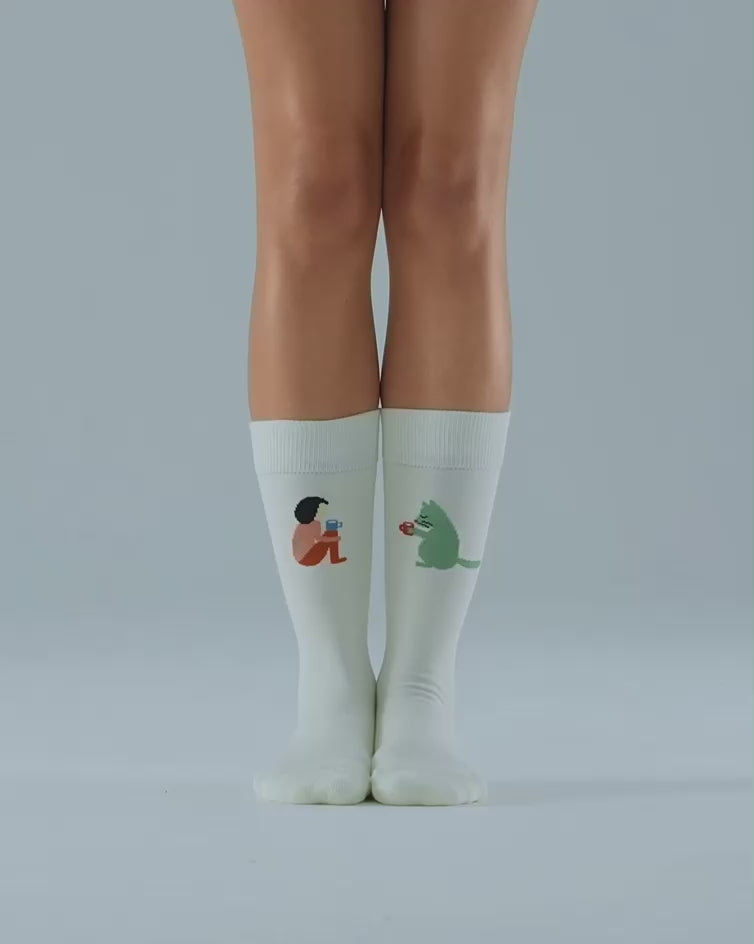 SEMIBOLD PIMA COTTON PARTNER ATHLEISURE CREW SOCKS VIDEO SP23010103RK WHITE ONE SIZE