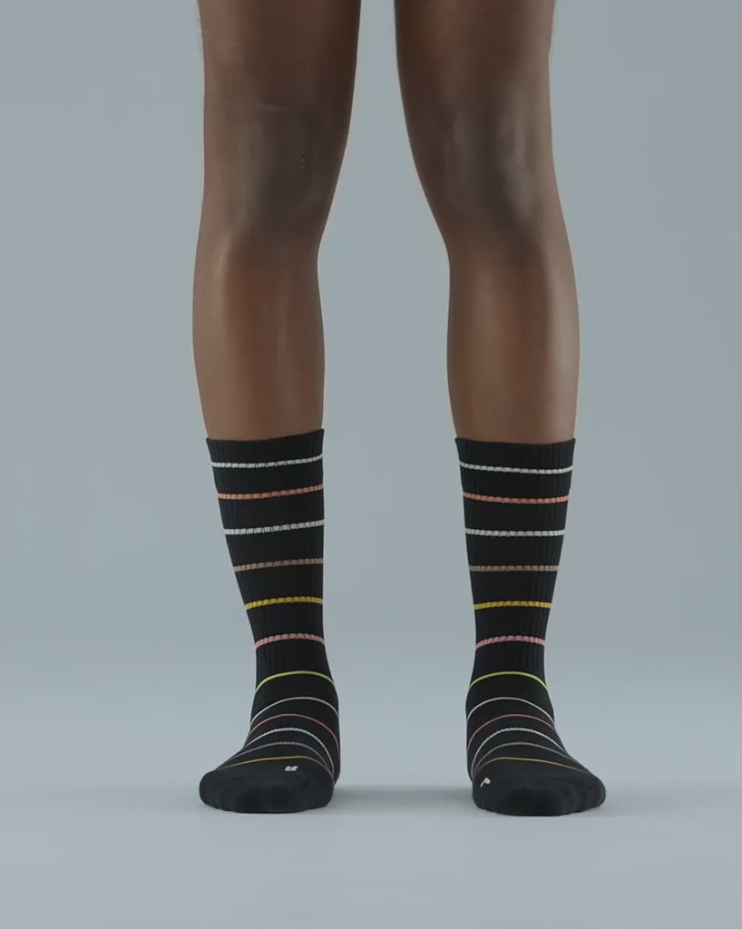 SEMIBOLD PIMA COTTON COLOR STRIPE ATHLEISURE CREW SOCKS VIDEO SN23010201SRP BLACK S M