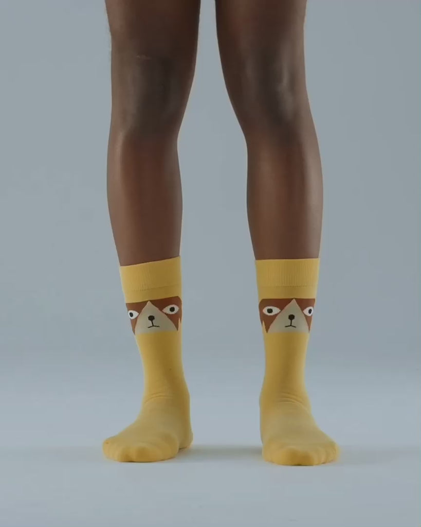 SEMIBOLD DOG ATHLEISURE CREW SOCKS VIDEO SR23011103DG YELLOW ONE SIZE