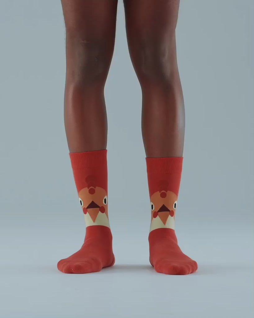 SEMIBOLD ROSE ROOSTER ATHLEISURE CREW SOCKS VIDEO SR23010903RR ORANGE ONE SIZE
