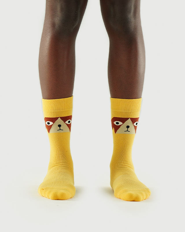 SEMIBOLD DOG ATHLEISURE CREW SOCKS FRONT SR23011103DG YELLOW ONE SIZE