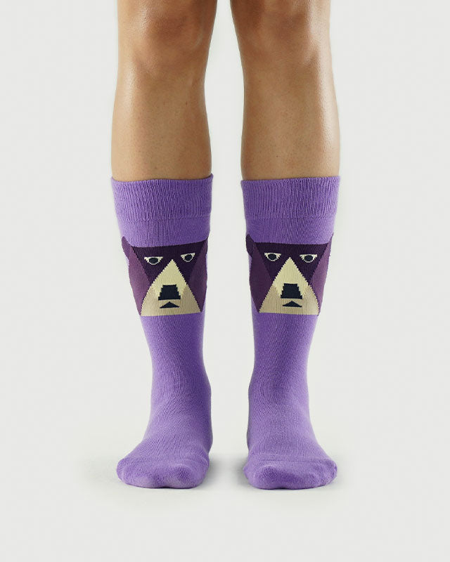 SEMIBOLD LAVENDER BEAR ATHLEISURE CREW SOCKS FRONT SR23010303LB PURPLE ONE SIZE
