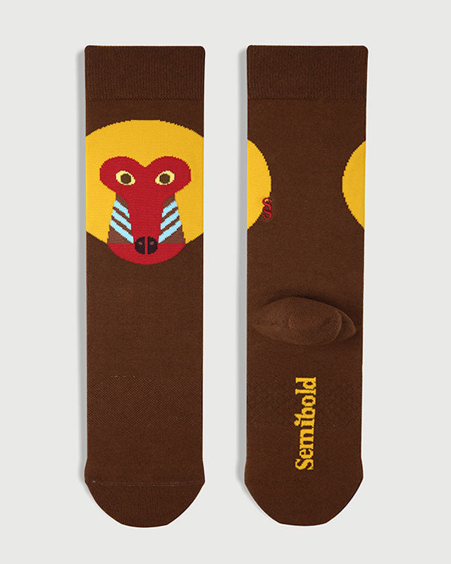 SEMIBOLD MASTER BABOON ATHLEISURE CREW SOCKS TILED SR23010703MB BROWN ONE SIZE