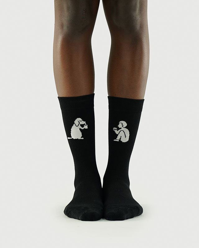 SEMIBOLD PIMA COTTON PARTNER ATHLEISURE CREW SOCKS FRONT SP23010203AK BLACK ONE SIZE
