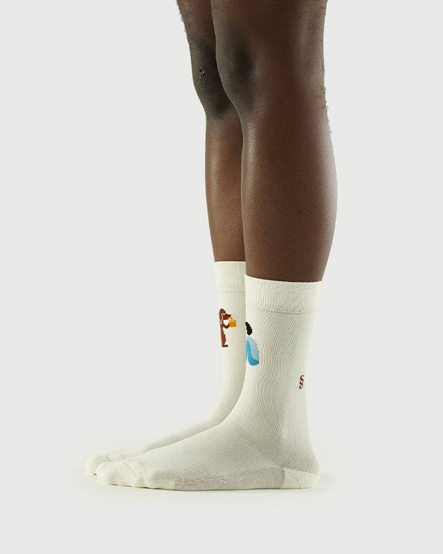 SEMIBOLD PIMA COTTON PARTNER ATHLEISURE CREW SOCKS SIDE SP23010103AK WHITE ONE SIZE