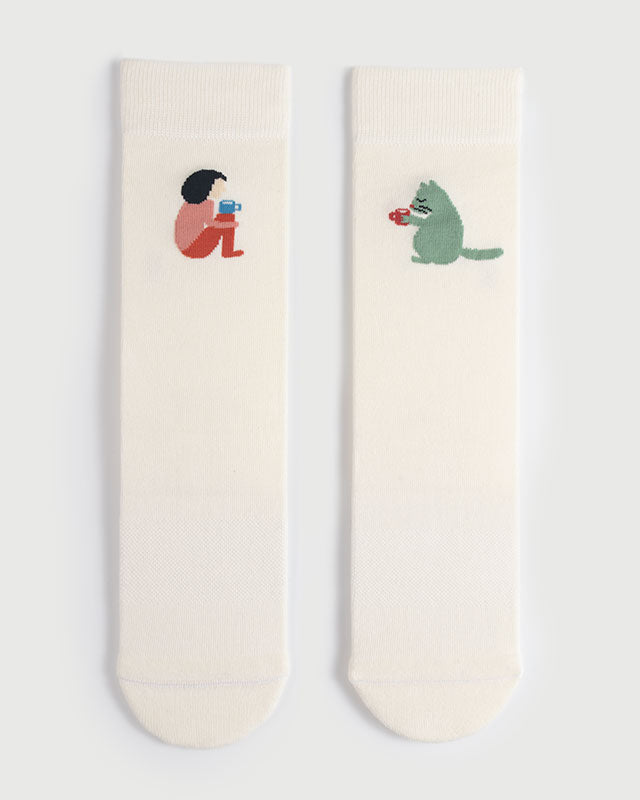 SEMIBOLD PIMA COTTON PARTNER ATHLEISURE CREW SOCKS TILED SP23010103RK WHITE ONE SIZE