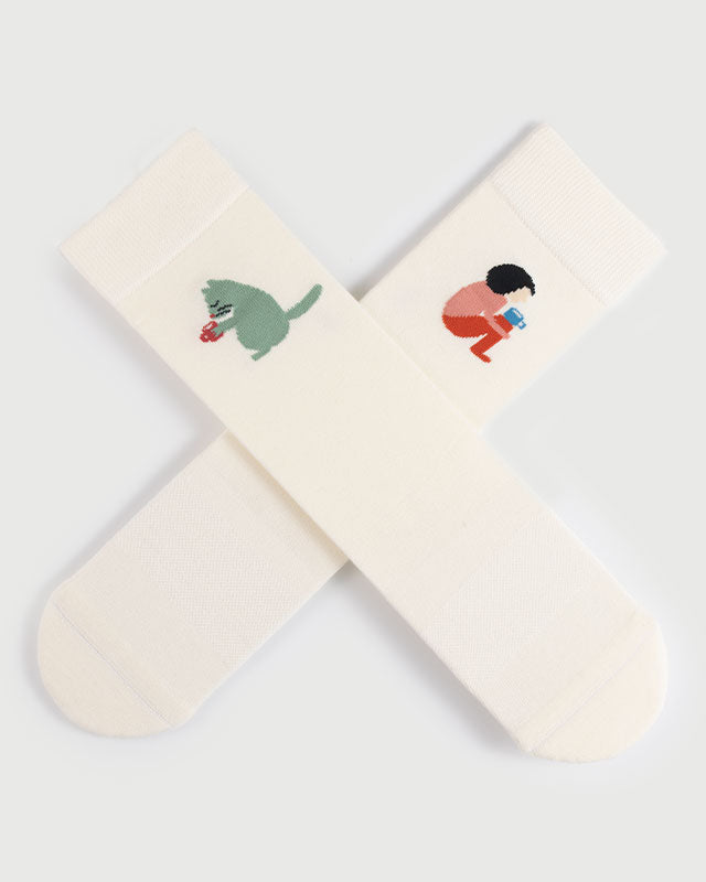 Semibold White Partner Tea - Pima Cotton Everyday & Casual Crew Socks