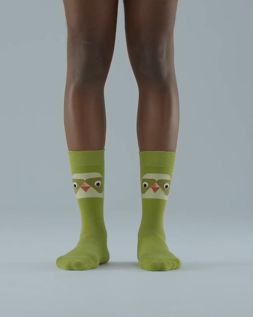 SEMIBOLD WONDER PARROT ATHLEISURE CREW SOCKS VIDEO SR23010803WP GREEN ONE SIZE